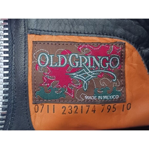 Old Gringo Blk Leather Combat Boot Lace Up Silver Back Zip 9.5M Made in Mexico - Picture 11 of 16